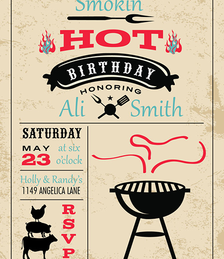 Smokin Hot BBQ Birthday Party Printable Invitation